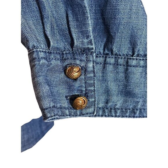 Soft Surroundings Chambray Denim Shirt 1X Blue Velvet Boho Western Cowgirl 80s - Picture 5 of 10